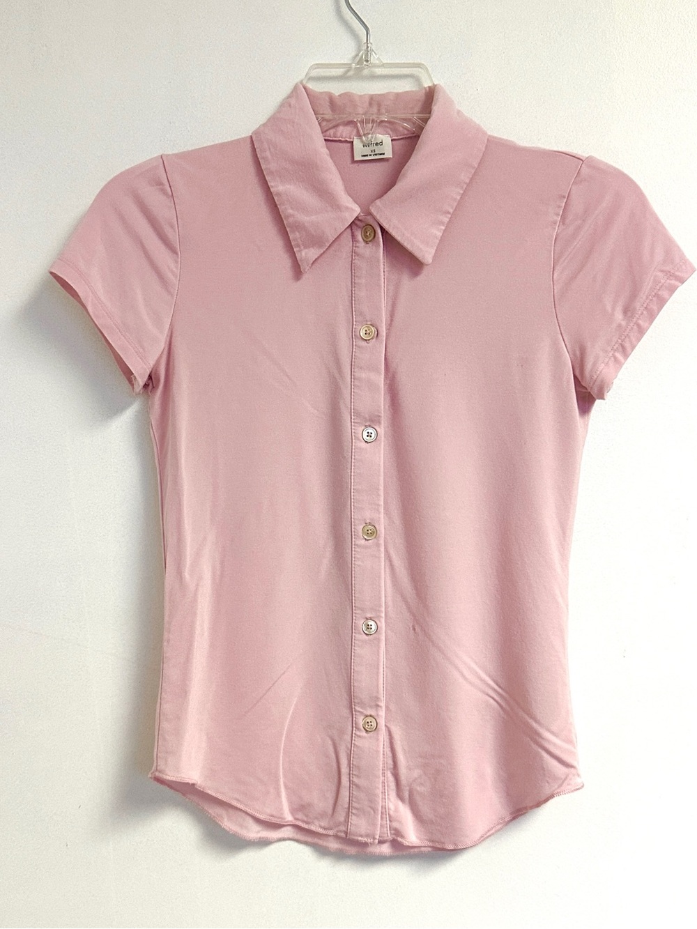 Wilfred Soft Pink Tencel Stretch Button-Up Tee XS